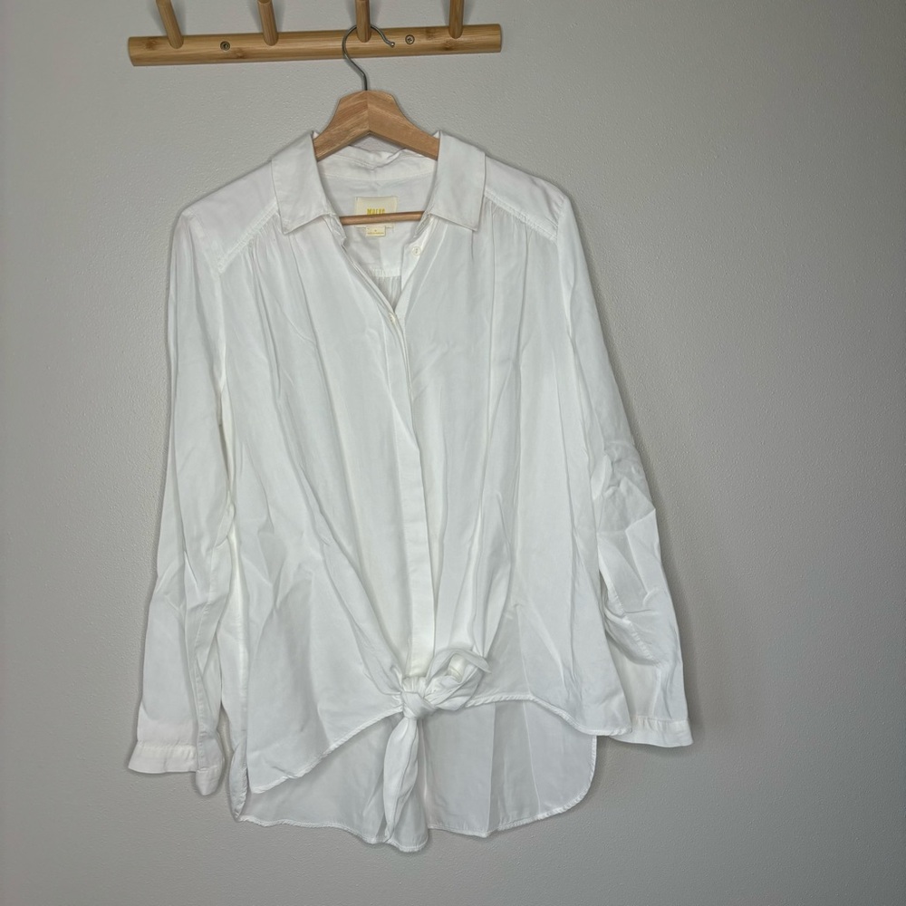 Anthropologie Maeve Button Up Tie Front Long Sleeve medium